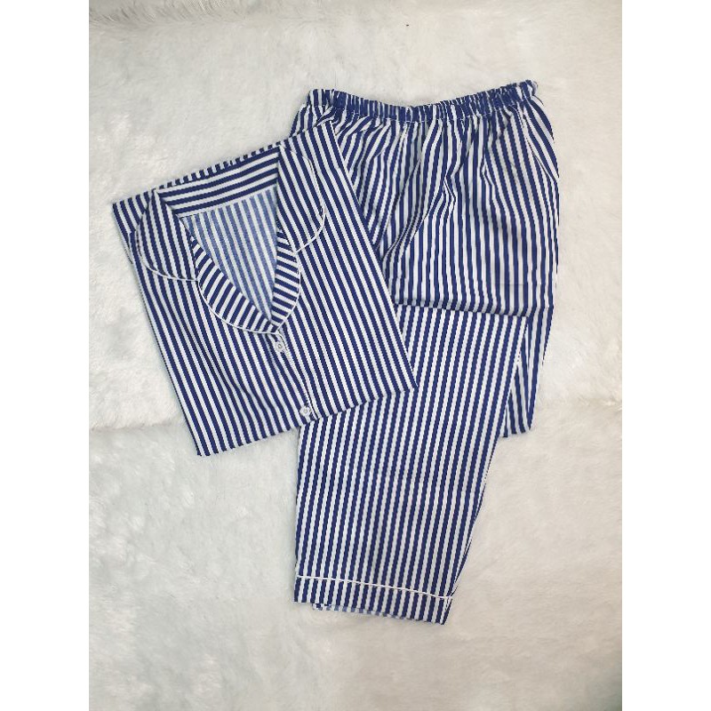 Baju Tidur Piyama Wanita/Cewek Pajamas Dewasa Katun Motif Kekinian Salur/Stripe/Kotak Guillen