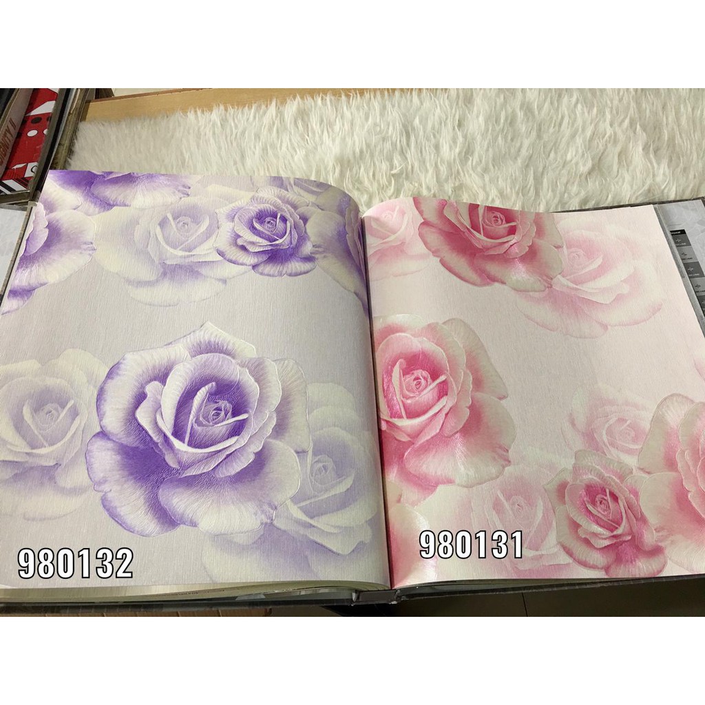 Wallpaper Dinding Korea Motif Bunga Mawar Besar 3D Minimalis Verdi