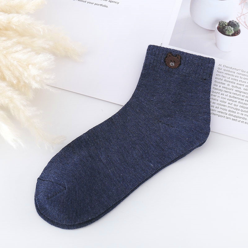 ❀ Chingu ❀ KK012 Kaos Kaki (Tanpa Kemasan) Wanita Panjang Diatas Mata Kaki Motif Bear Beruang Fashion Korea Women Sock Import Murah