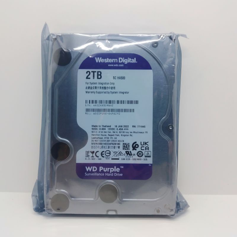 Hardisk 2TB WD Purple Sata 3,5&quot; Baru 0 Days -HDD 2TB INTERNAL SATA For CCTV DVR SENTINEL 100%