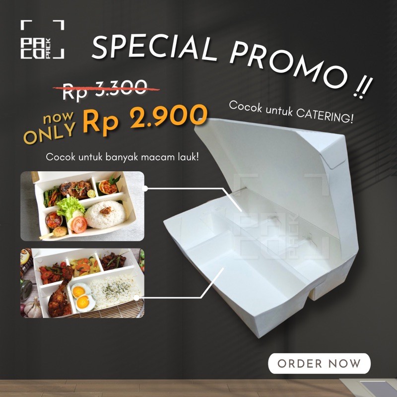 Lunch Box Sekat 5 ; Ergopak Sekat 5 ; Ergopack ; Dus Nasi Kotak ; Dus Makanan Catering
