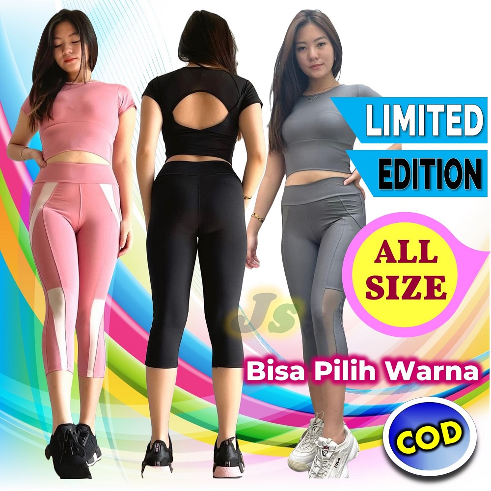 Baju Senam Wanita Setelan Olahraga Aerobik Zumba Yoga Gym Fitness Dance Model new setelan crop sexy 