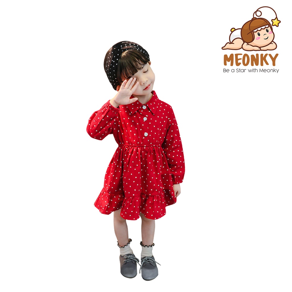 Meonky Official Shop Baju anak Cewek /Kualitas Import /Motif Polkadotte Love Heart To heart/ 100 % Premium Cocok Untuk Usia 3 Sampai 4 tahun (G - 8)-1