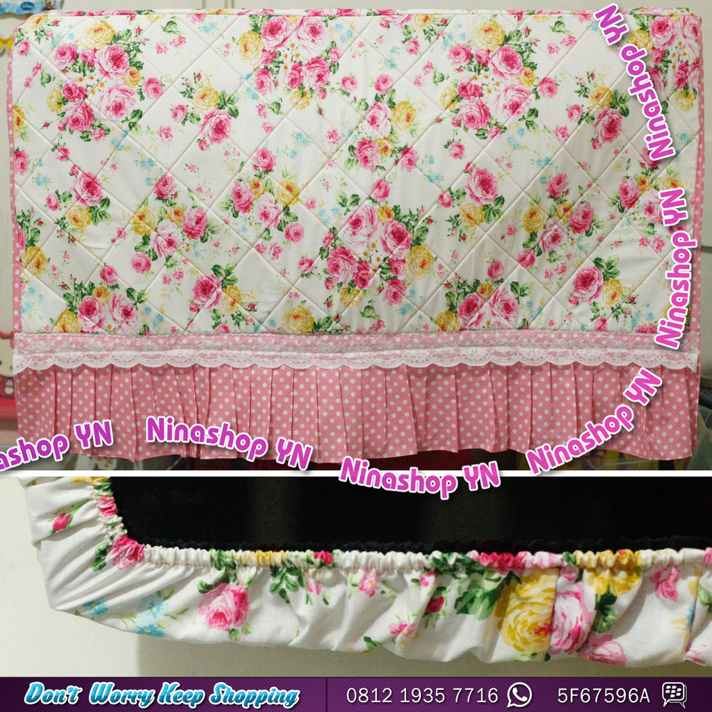 COVER TV,BANDO TV,TUTUP TV LED SHABBY CHIC MODEL REMPEL RENDA KOMBINASI