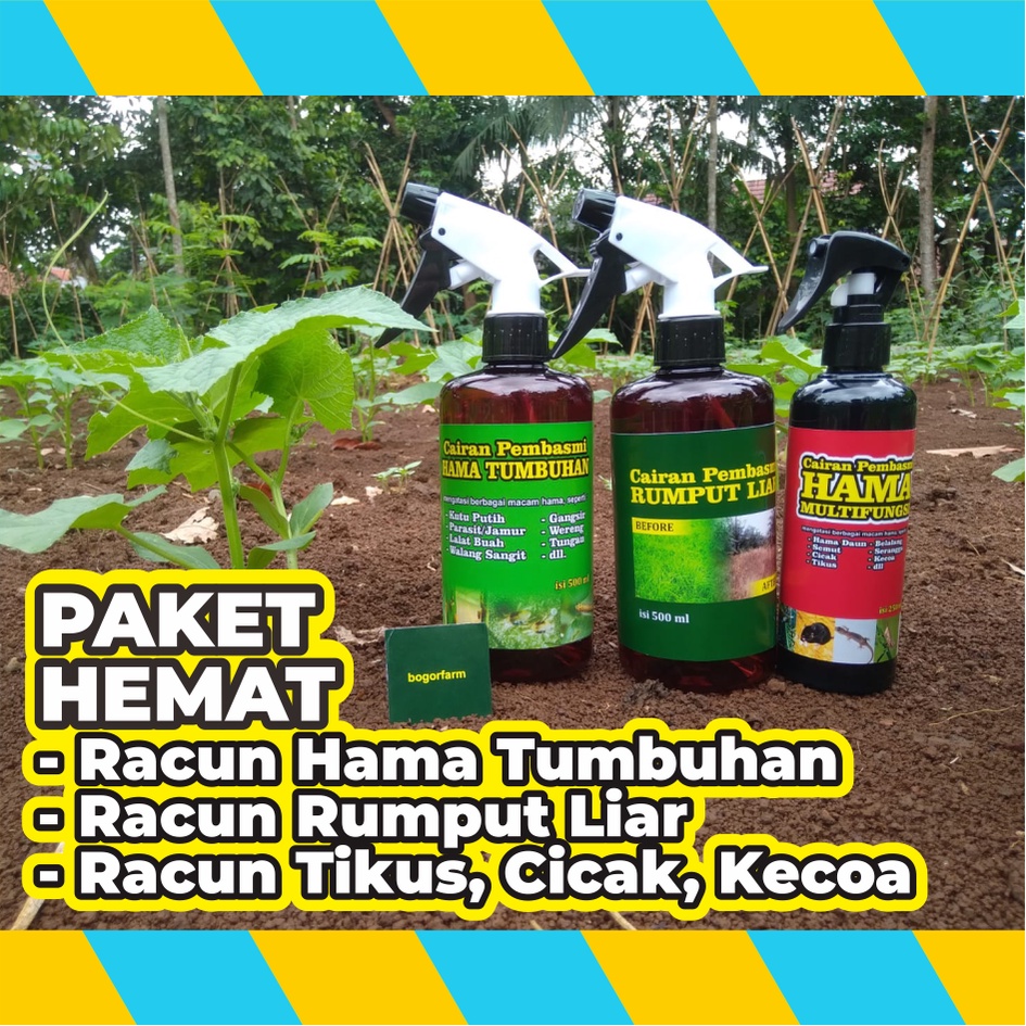 (PAKET HEMAT) Racun Rumput | Racun Hama Tumbuhan | Kutu Putih | Jamur | Lalat Buah | Wereng | Gangsir | Racun Tikus | Kecoa | Cicak | Semut | Serangga