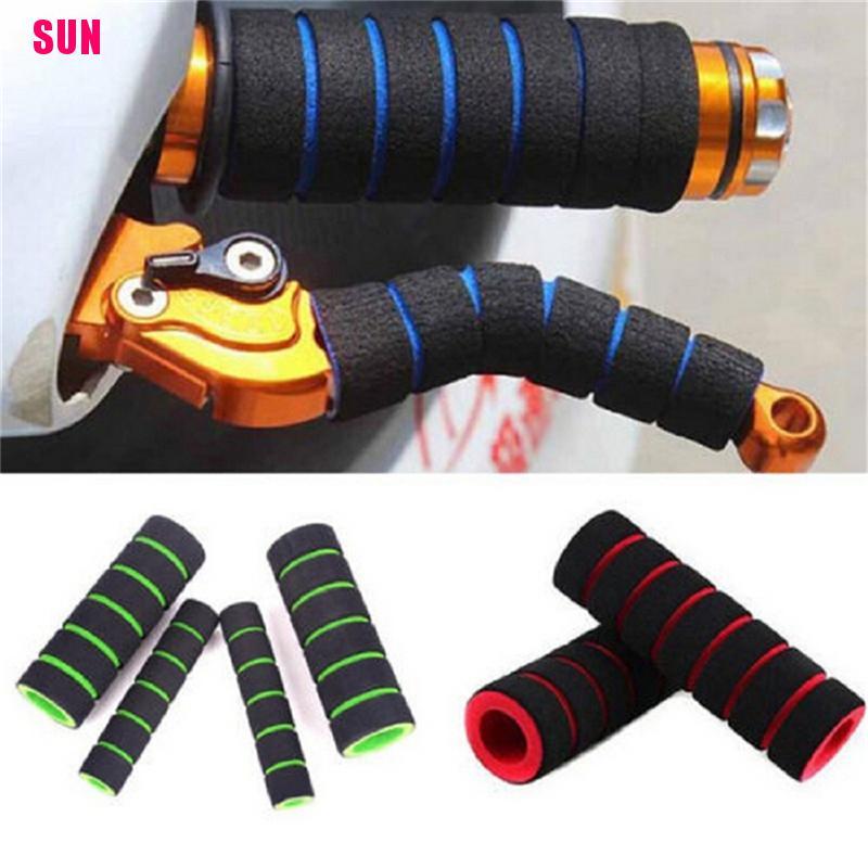 (Bf) 2 Pasang Grip Stang Sepeda / Motor + Cover Tuas Rem / Kopling Bahan Spons Lembut