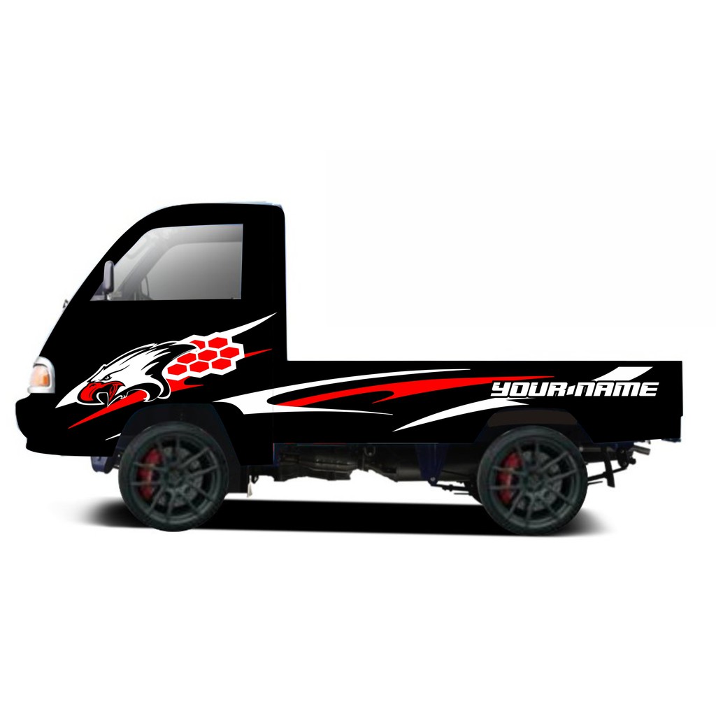 STIKER MOBIL PICK UP SS DESAIN BURUNG GARUDA BEBAS REQUEST NAMA SUDAH SEPASANG KIRI KANAN