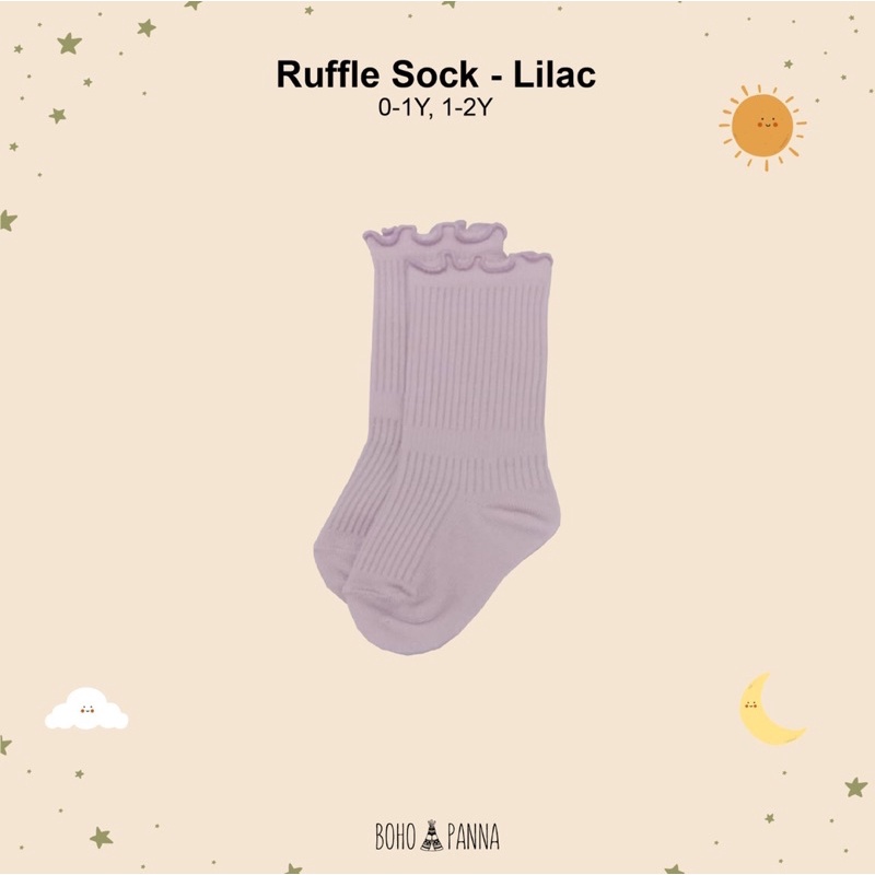 Ruffle Socks Bohopanna Polos dan x The Overtee /Kaos Kaki Bayi Anak