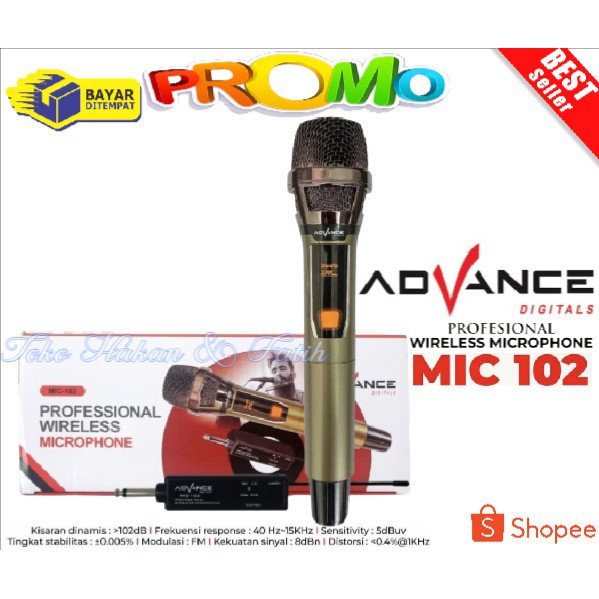 MIC ADVANCE WIRELESS MIC-102 (40Hz-15KHz) Suara mantap