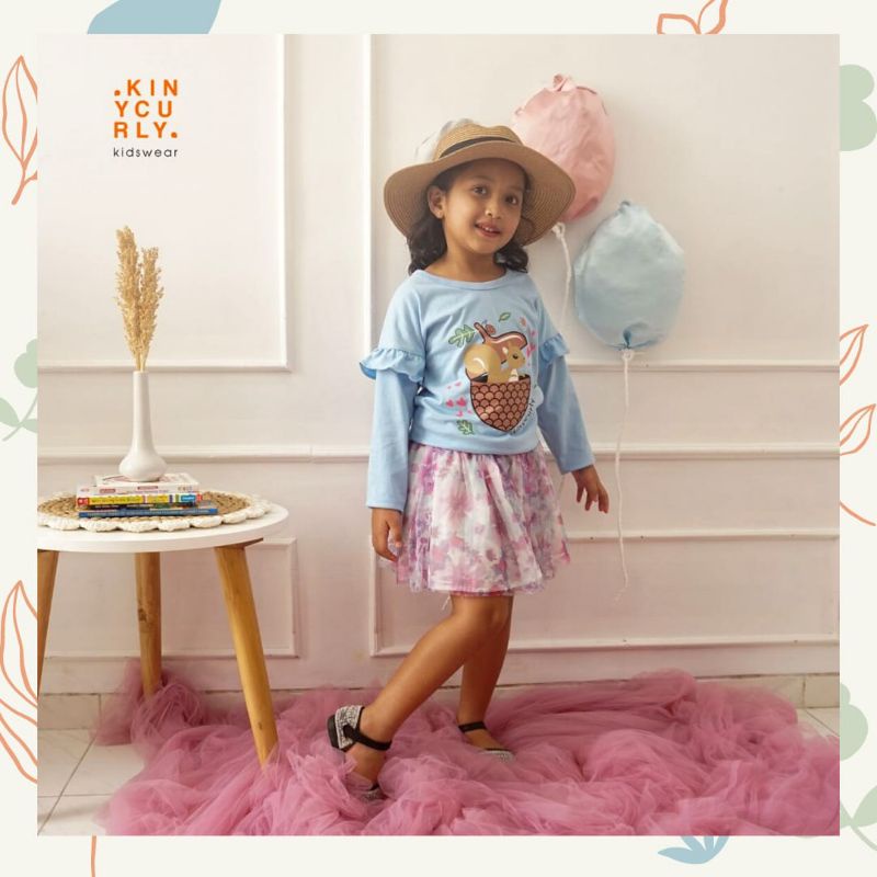 Baju Anak Emily Long Ruffle Kiny Curly Original Kaos Lengan Panjang Super Premium Atasan Anak Perempuan Termurah Terlaris Best Seller