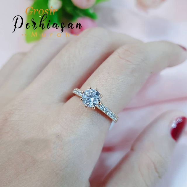 TERLARIS Cincin Xuping Gold Fashion Wanita Motif Ukiran Ring Full Permata Mata Satu Perhiasan Wanita (BISA COD)