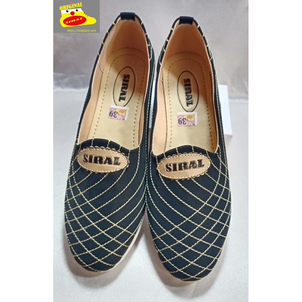 Sepatu Slip On Wanita Motif Jahit Merek Siral Warna Hitam S11R02B1 / Sepatu Wanita / Sepatu Slip