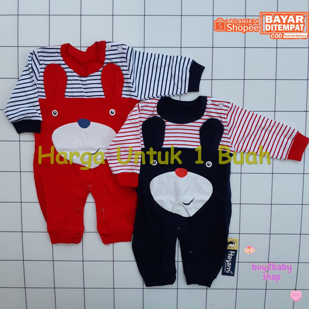 Jumper Panjang Bayi HAYAMI Karakter Helly Bear &amp; Cow 0-3 Bulan 1 PCS