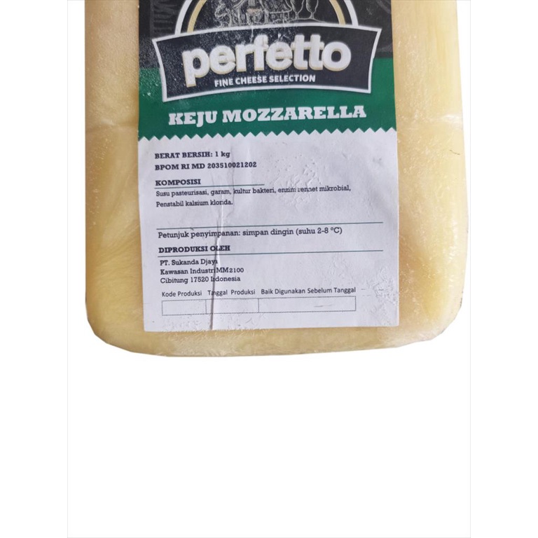 MOZARELLA CHEESE PERFETTO 1 KG - KEJU MOZARELLA PERFETTO IMPORT HALAL