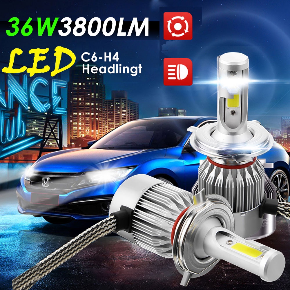 Lampu LED Mobil Headlight 1 pcs Lampu Utama C6 H4 9003 H11 H8 H9 H16 36W 3800LM 6000K Pure Light