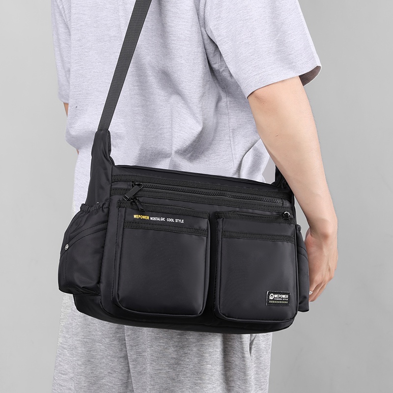 Tas Selempang Pria HAOSHUAI 5833 Sling Bag Pria Pria Anti Air Bahan Dolby Lotto Coated