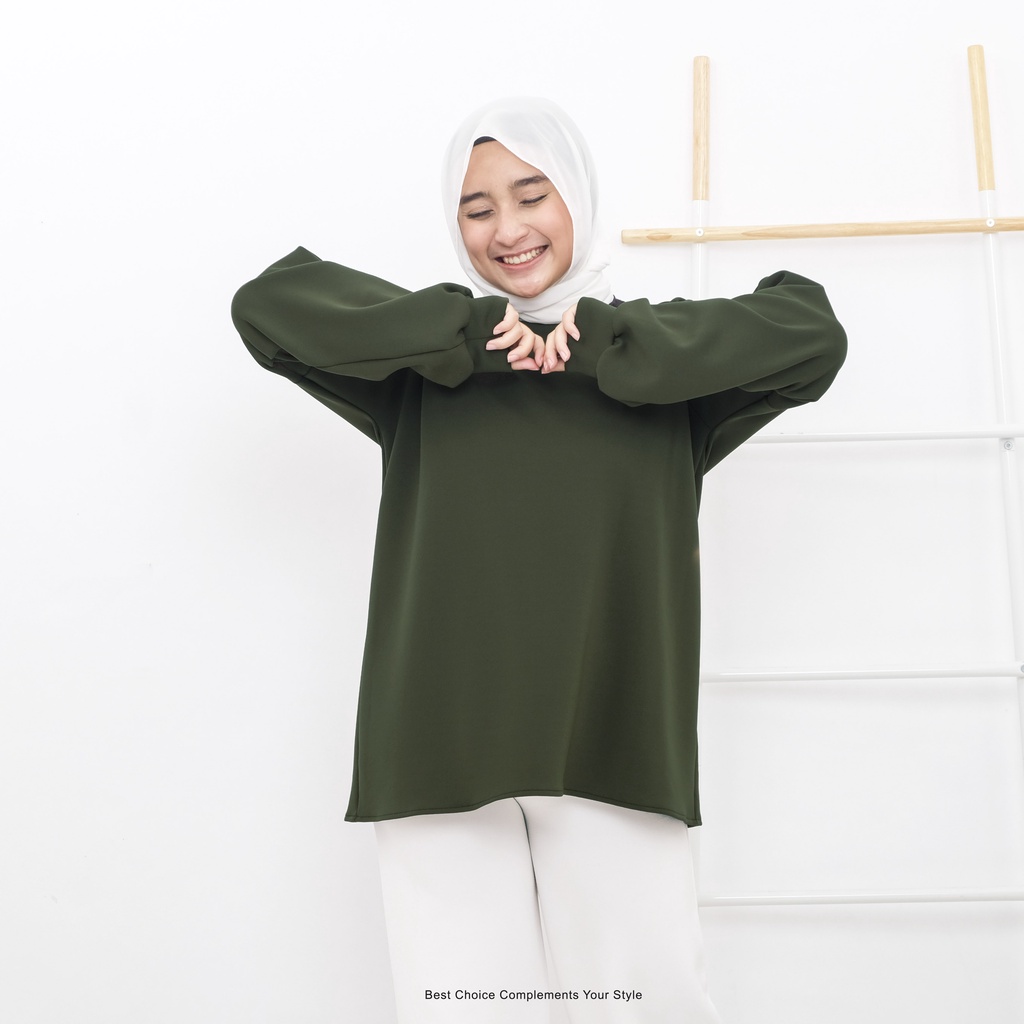 Kalani Top Atasan Wanita Basic Bahan Scuba Polos By Mahyra