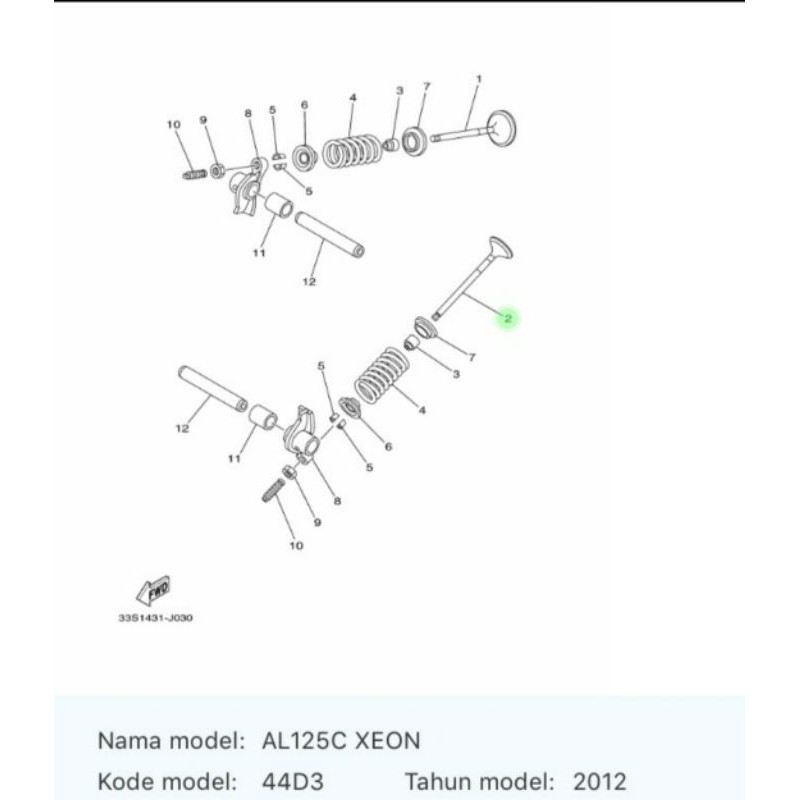 VALVE EX PAYUNG KLEP EX XEON ASLI ORI YAMAHA 44D E2121 00