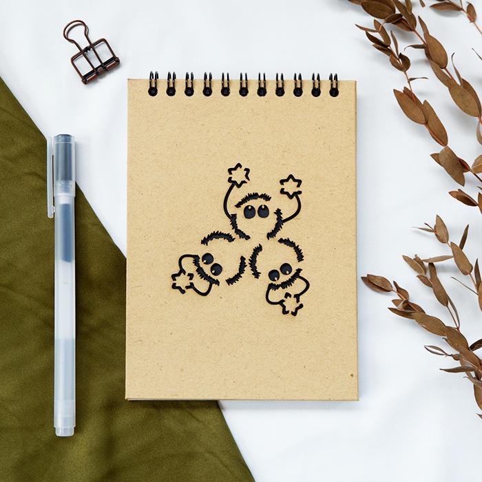 

Otterspace Studio | Soot Sprite 2 / Susuwatari Ring Notebook - Studio Ghibli Spirited Away, My Neighbor Totoro