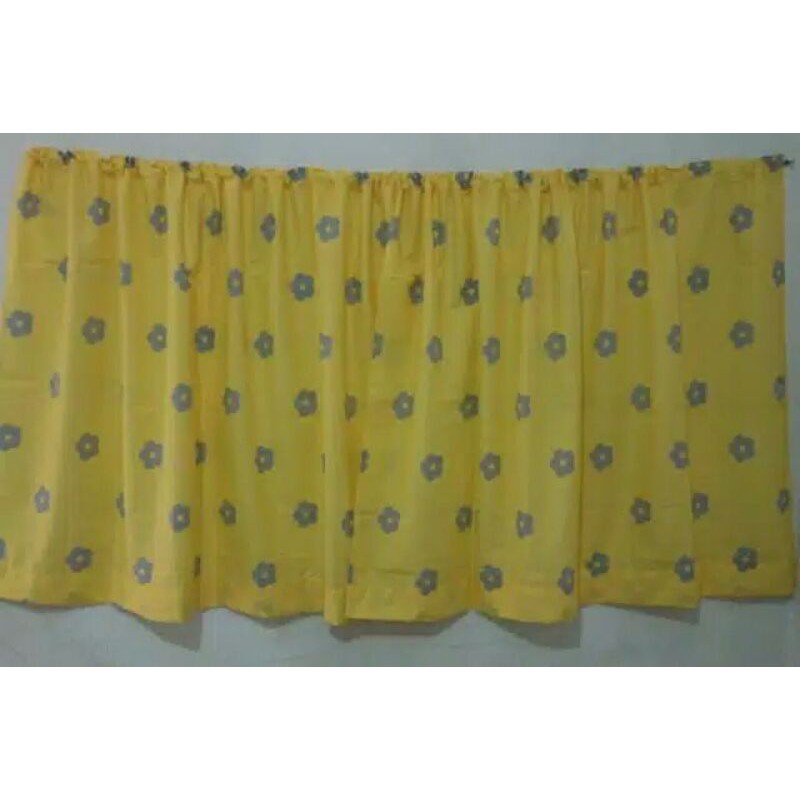 Gorden kolong meja dapur bahan katun panca motif Bunga Kuning