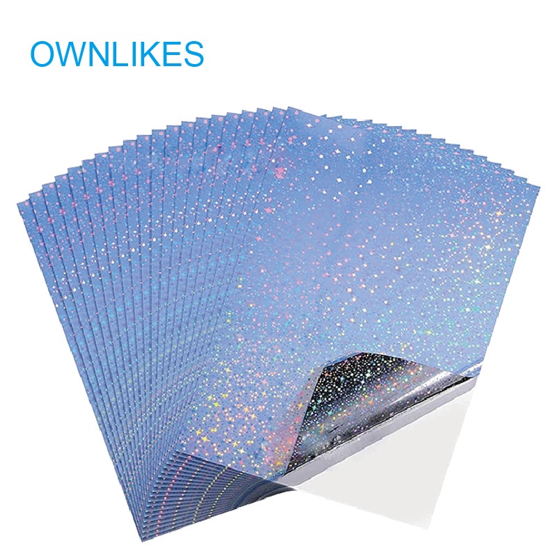 20 Lembar / Pak Stiker Vinyl Transparan Ukuran A4 Anti Air Quick Dry Print Laser Holografik
