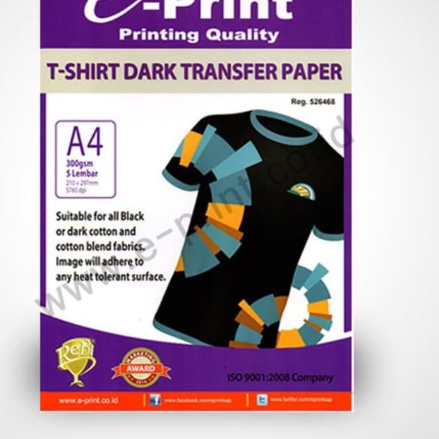 

➾ E-Print T-Shit Dark Transfer paper A4 300 gms ♫