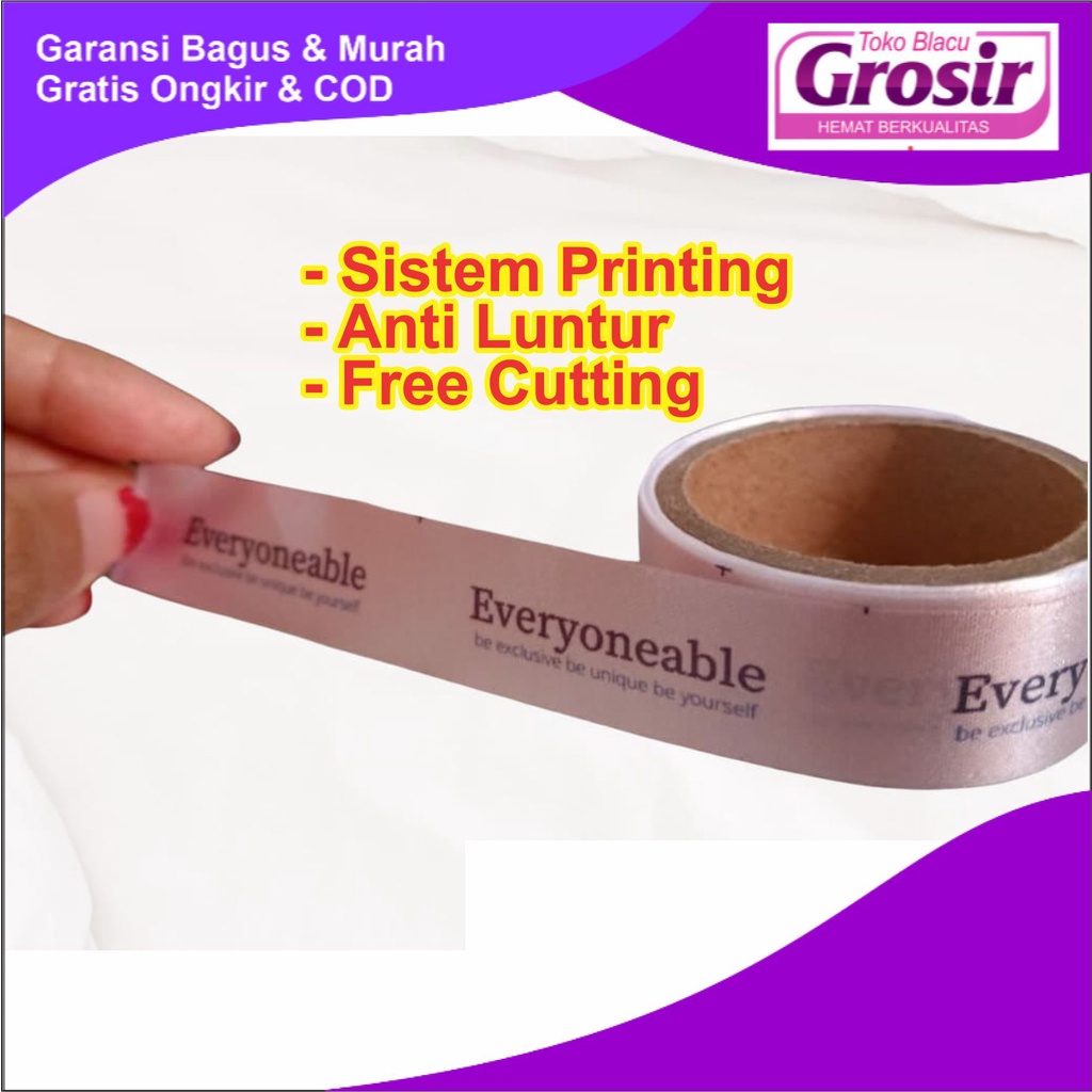 

Label Satin label pita satin printing anti luntur free hotcut isi 50 pcs TOKO BLACU