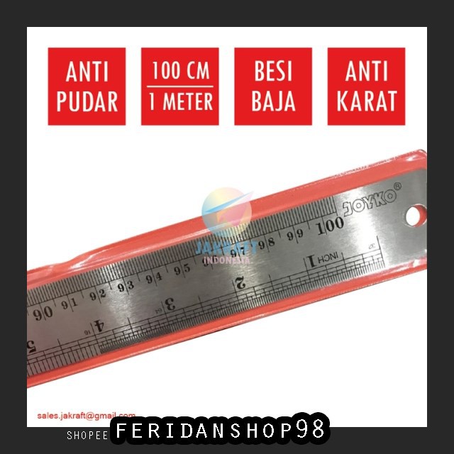 

FS1247 PENGGARIS PENGGARIS PANJANG BESI ATK 100 CM 40" INCH KENKO STAINLESS STEEL RULER BY FERIDANSH