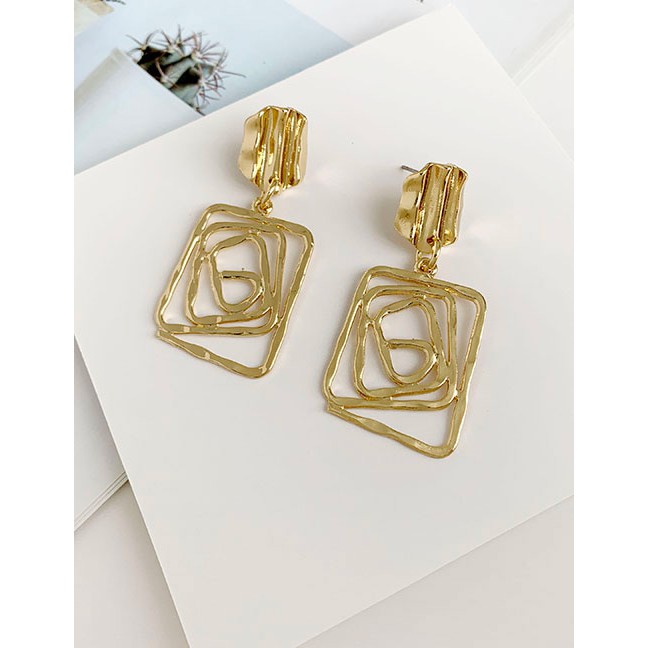 LRC Anting Tusuk Fashion Silver Alloy Geometry Earrings F74543