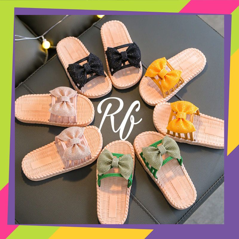 Sandal Slop Karet Anak Wanita Pita Import RF