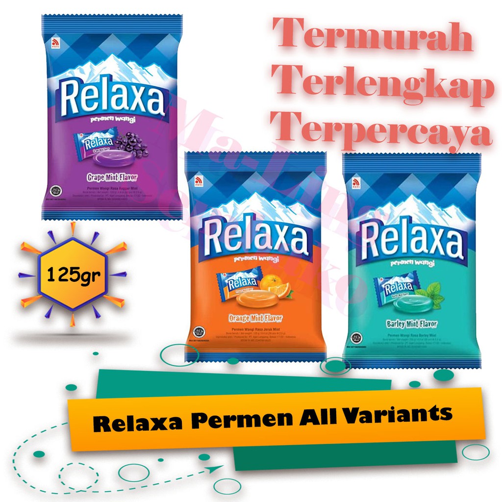 

RELAXA CANDY BARLEY MINT / GREPE MINT / ORANGE MINT, MANGO ISI 50PCS 125GR