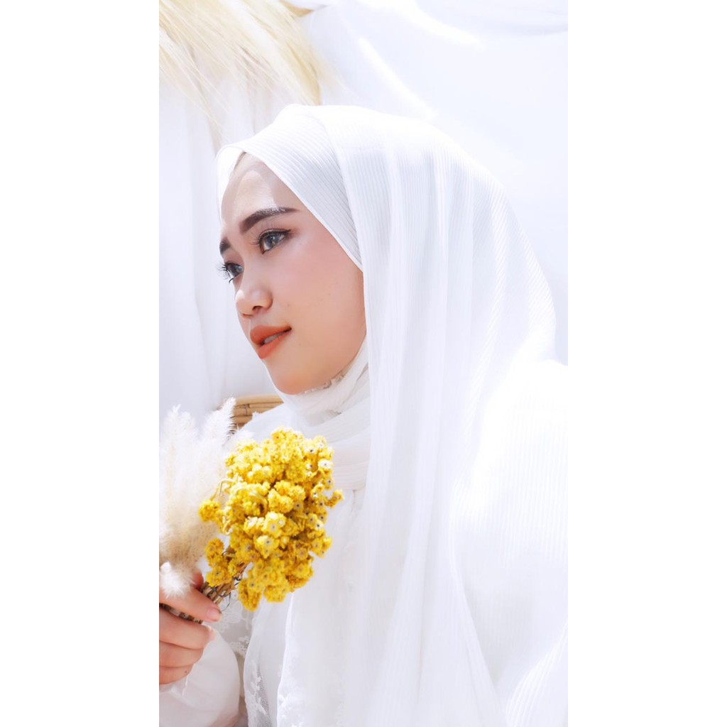 PLEATED SHAWL / PASHMINA FULL PLISKET-Broken White
