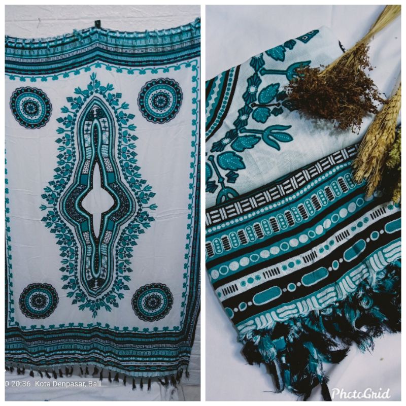 SARUNG PANTAI#SARUNG BALI OLEH OLEH BALI#SARUNG PANTAI BALI#-Putih turkis hitam