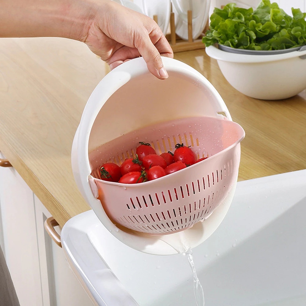 Keranjang Penyimpanan Buah Sayuran Multifungsi Lapisan Ganda Dengan Tutup Untuk Dapur