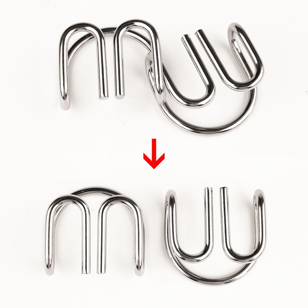 8pcs Metal Puzzle Brain Teaser Mainan Logam Besi Asah Otak Kecerdasan