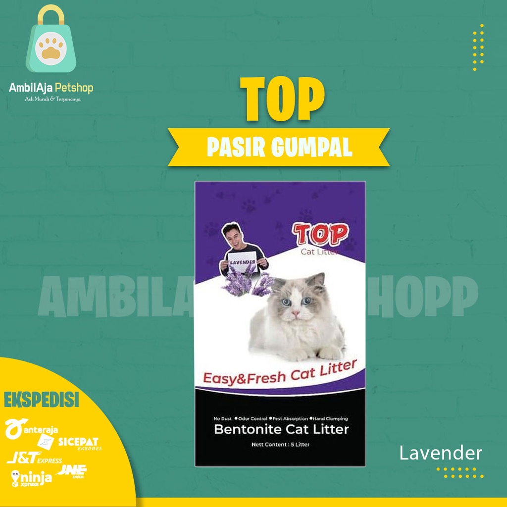 Pasir Kucing TOP 25 L Gumpal Wangi All Varian (EKSPEDISI)