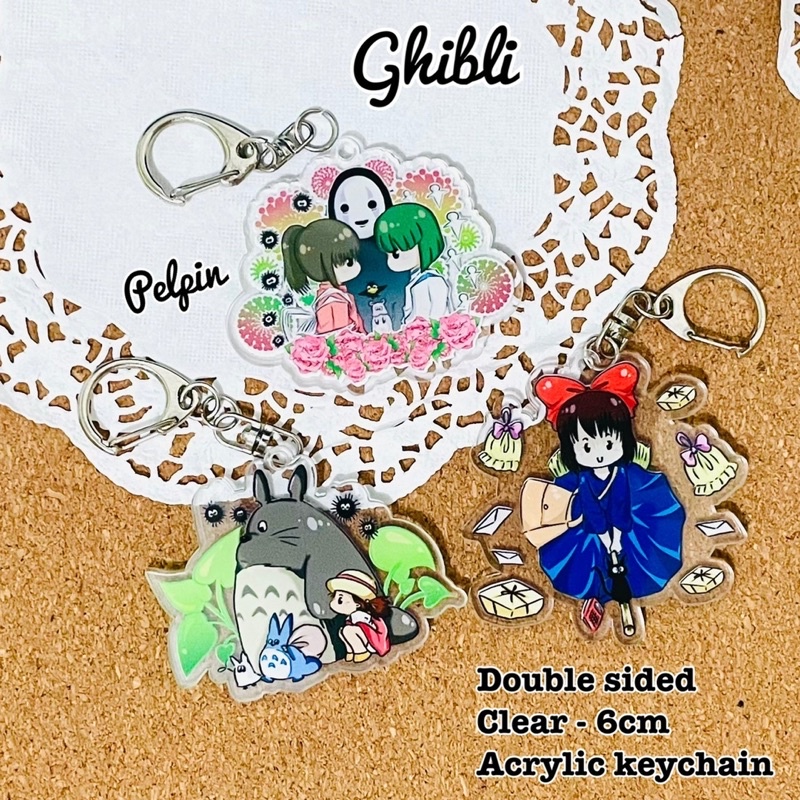 gantungan kunci anime ghibli totoro spirited away kiki delivery anime keychain besar 2 sisi