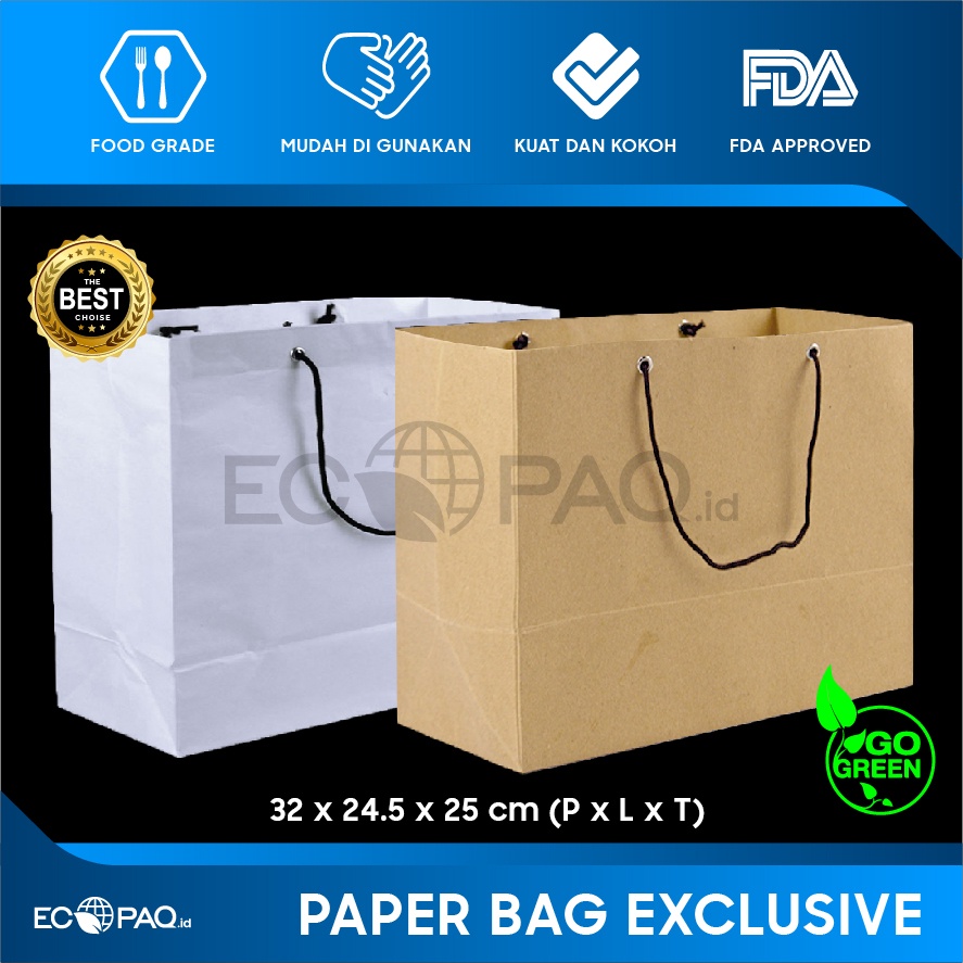 

Paper Bag - Paperbag Polos - PUTIH - 32x24.5x25 cm (10 pcs)