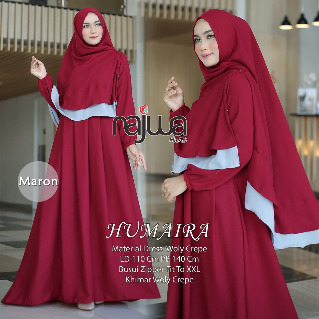 "HUMAIRA SYARI" GAMIS SYARI CANTIK DAN ANGGUN ORIGINAL NAJWA HIJAB, MAYUNG BUSUI + KHIMAR