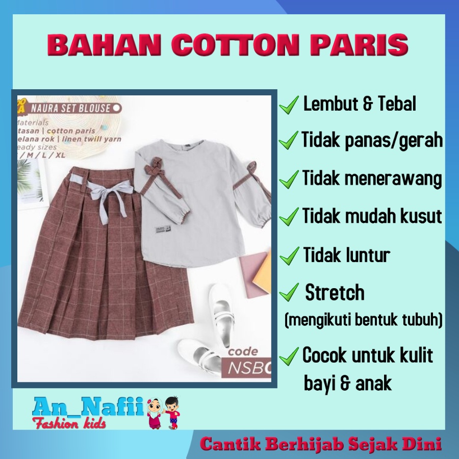 Baju Muslim Anak Perempuan Umur 3 - 12 Tahun Naura Set Blouse Hoofla Baju Anak Perempuan 5 Tahun 7 Tahun 8 Tahun 10 Tahun Setelan Anak Perempuan Kekinian