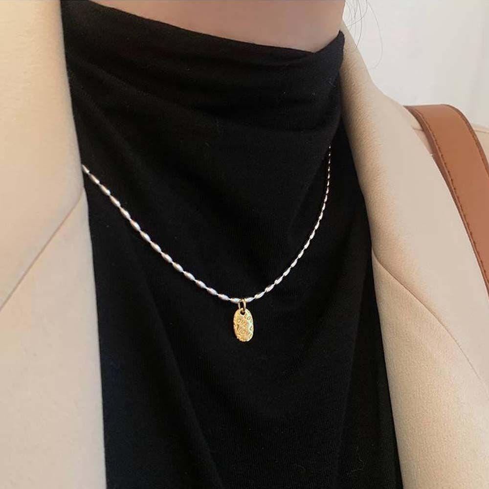 Mxbeauty Kalung Manik Padi Trendi Manis Surat Cinta Minimalis Hadiah Pacar Gadis Gaya Korea Necklace