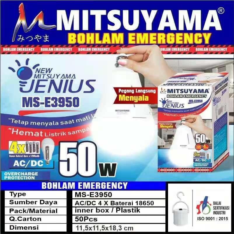 Barangunik2021-Lampu Bohlam Jenius 50 Watt LED Otomatis Mitsuyama Emergency MS-E3950