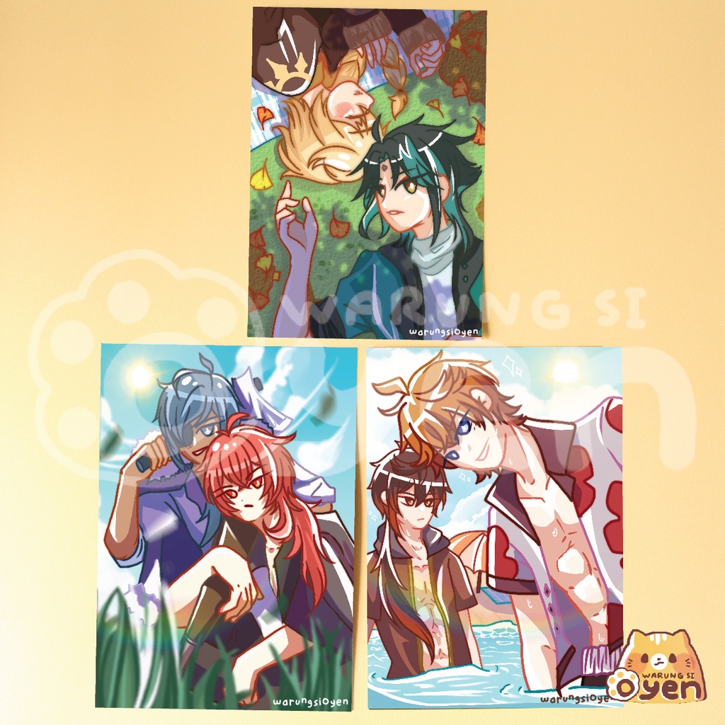 Genshin Impact Photo Card / Art Print (Xiao Aether Kaeya Diluc Zhongli Childe)