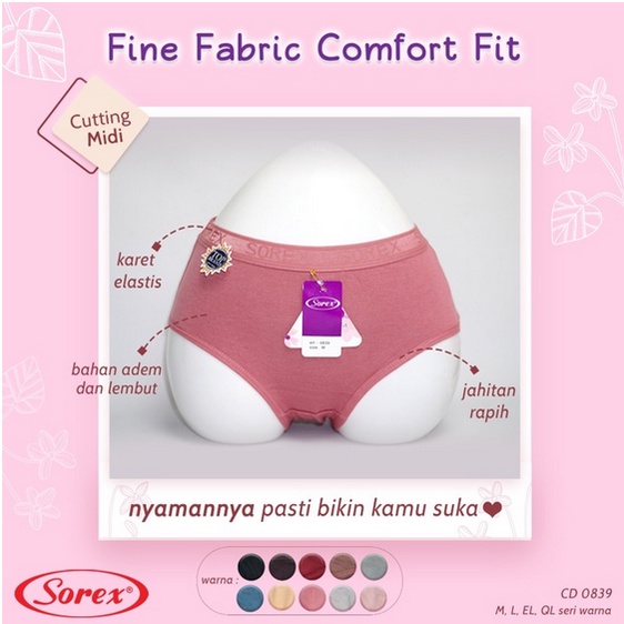 BISA PILIH WARNA Sorex Celana Dalam Wanita - CD 0839 - Midi Panty - Comfort Fit - M - XXL