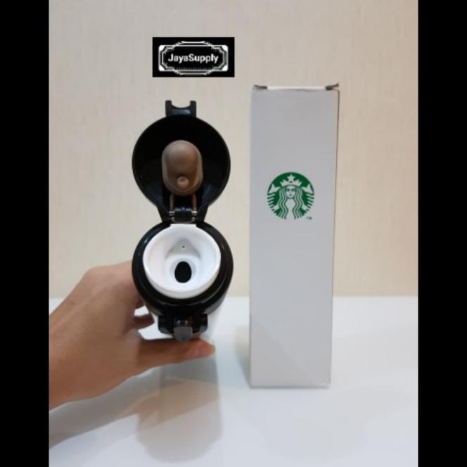 Botol Minum Termos Tumbler Kancing Starbucks Air Panas Original Silver