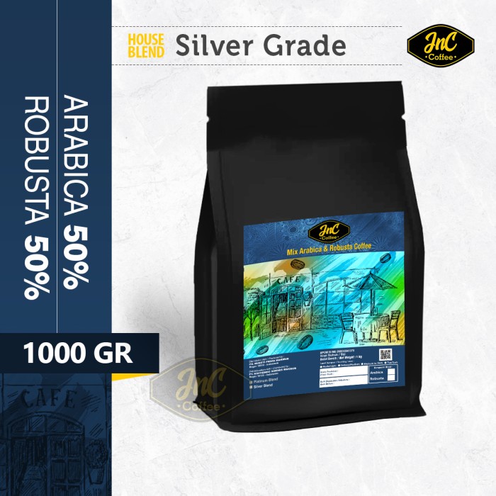 

JnC House Blend Silver Grade 50% Biji Kopi Arabica 50% Robusta 1 KG - Biji Sangrai
