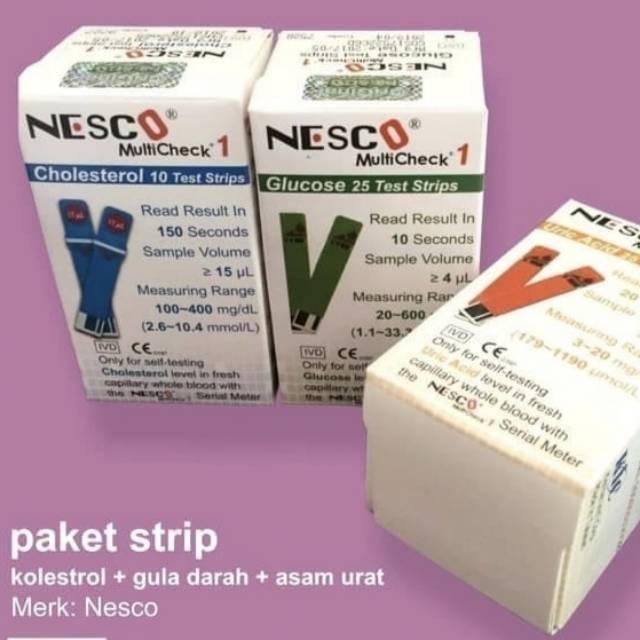 

Dijual Best Item! Paket refill Strip Nesco Kolesterol, Gula, asam urat