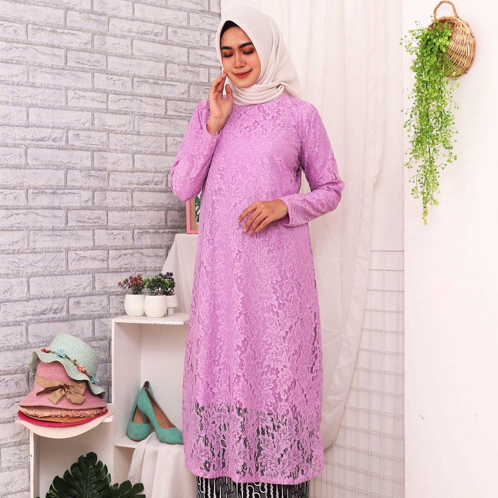 (DIJAMIN REALPICT) Tunik Brukat Corneli Gliter  ! TUNIK SIZE S  M L XL XXL XXXL JUMBO !! TUNIK PREMIUM LACE FARAH ANDIRA AMELIA LUCIA!!!