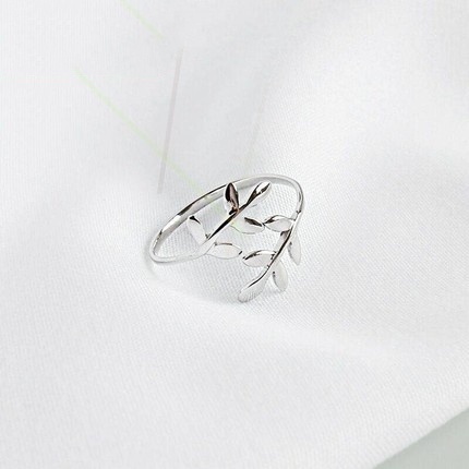 Cincin Charms Olive Tree Branch Leaves Open Ring Wedding Rings Adjustable Jewelry-Won