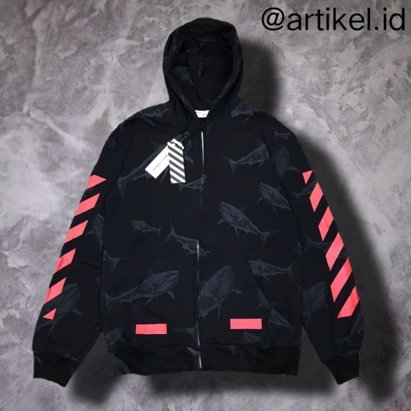Jaket Hoodie Zipper Off-White Shark Premium